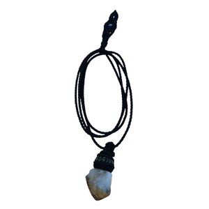 Unisex Macramé Necklace Natural Citrine Stone Spiritual Amulet Positive Energy